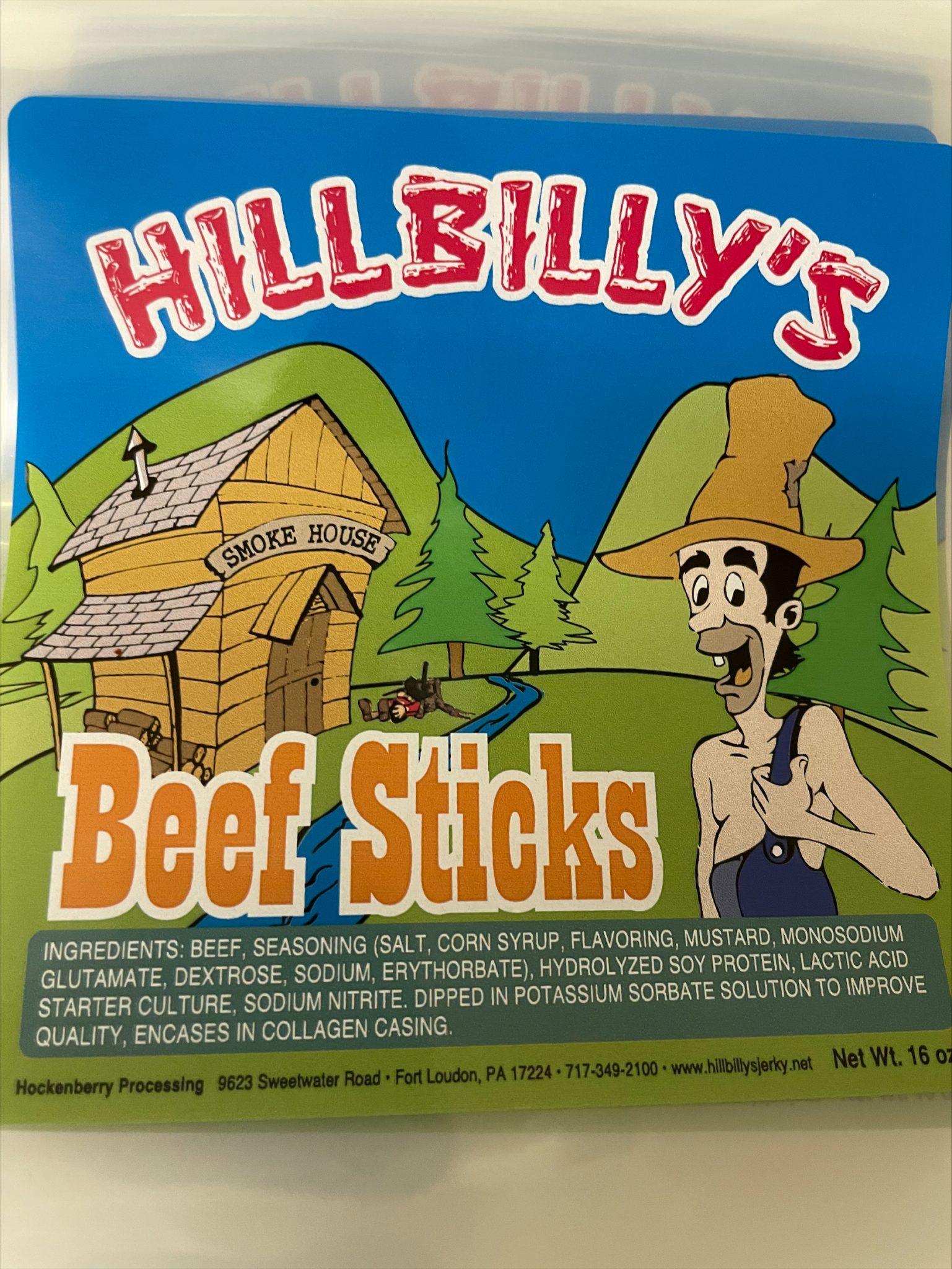 Hillbilly's Beef Sticks 16oz. pkg. Hillbilly's Jerky