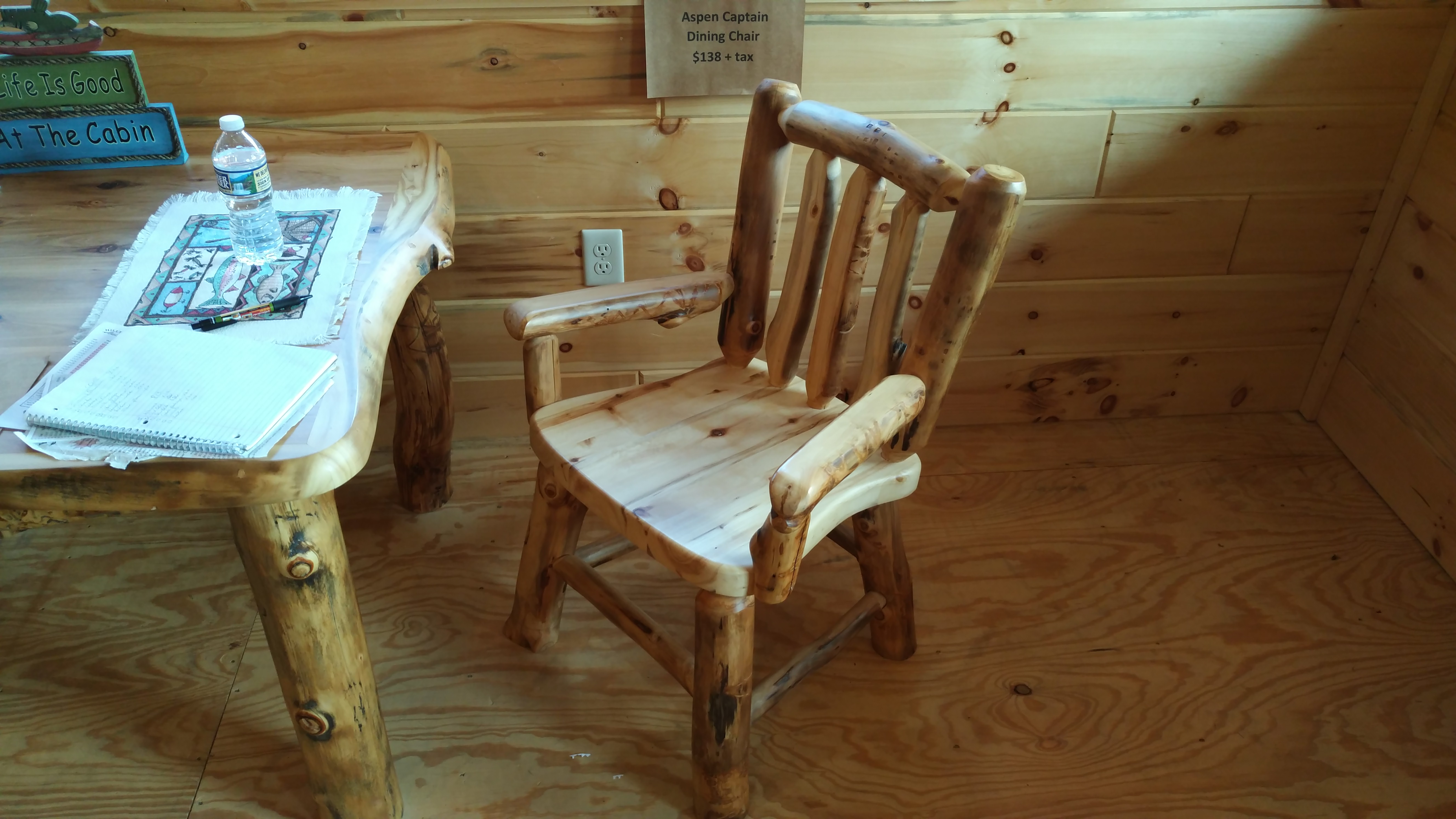 Aspen Wood Captain Dining Chair Small Log Cabins, Horse Barns