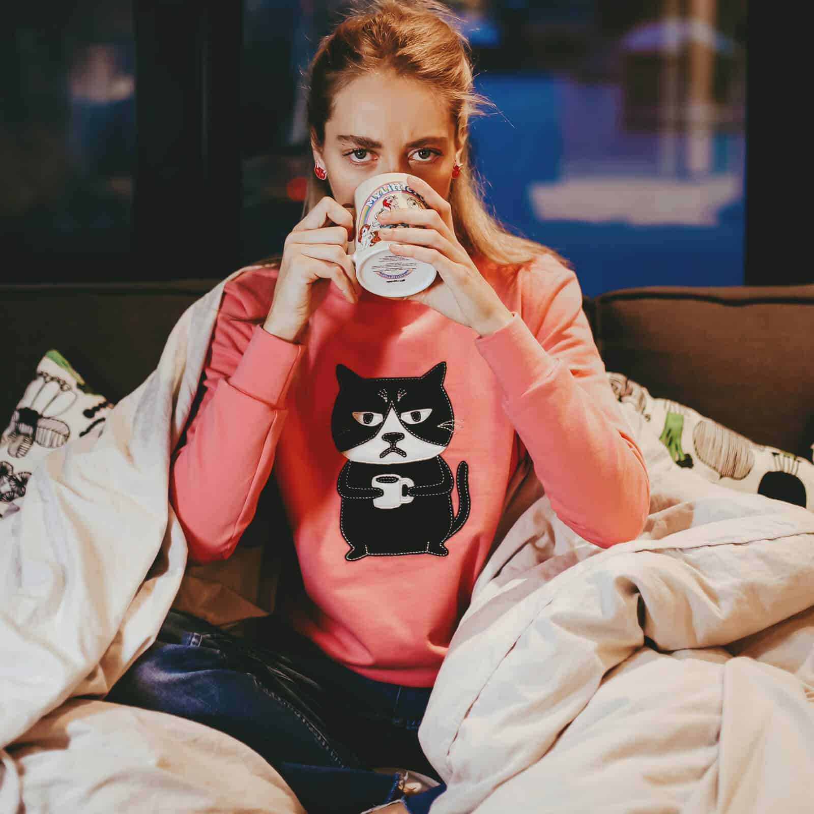 Women's Grumpy Cat Sweatshirt Hilp Handmade with Care!