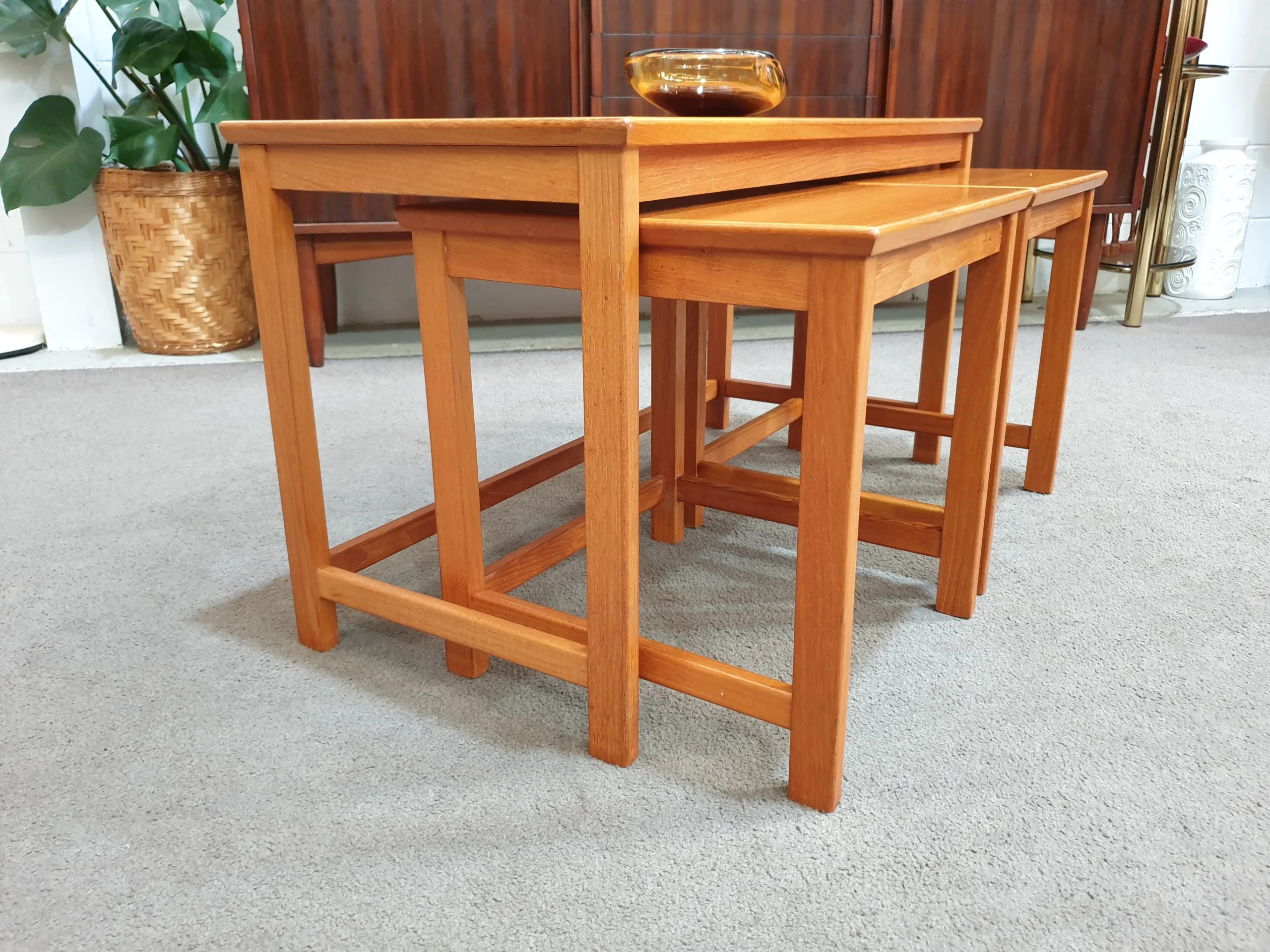 Retro Teak Nest of Coffee Lamp Tables Hilton and Main