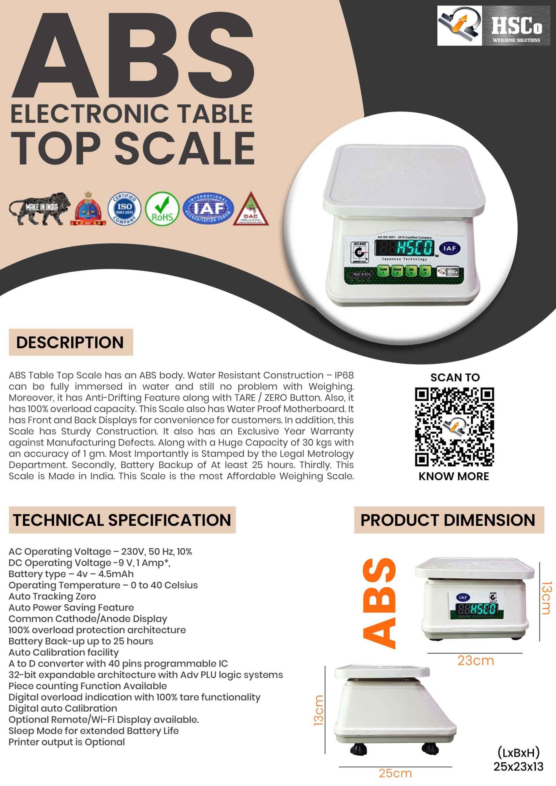 Water Resistant Scale ABS Hindustan Scale Company