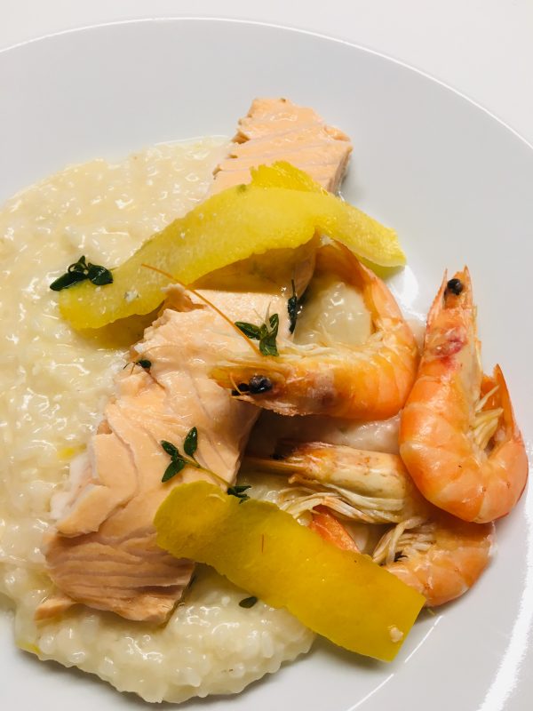 Zitronenrisotto mit Lachs Hinter dem Regenbogen