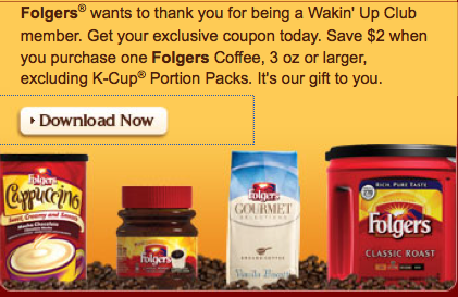 Folgers Wakin' Up Club Members: *HOT!* $2/1 Folgers Coffee Coupon