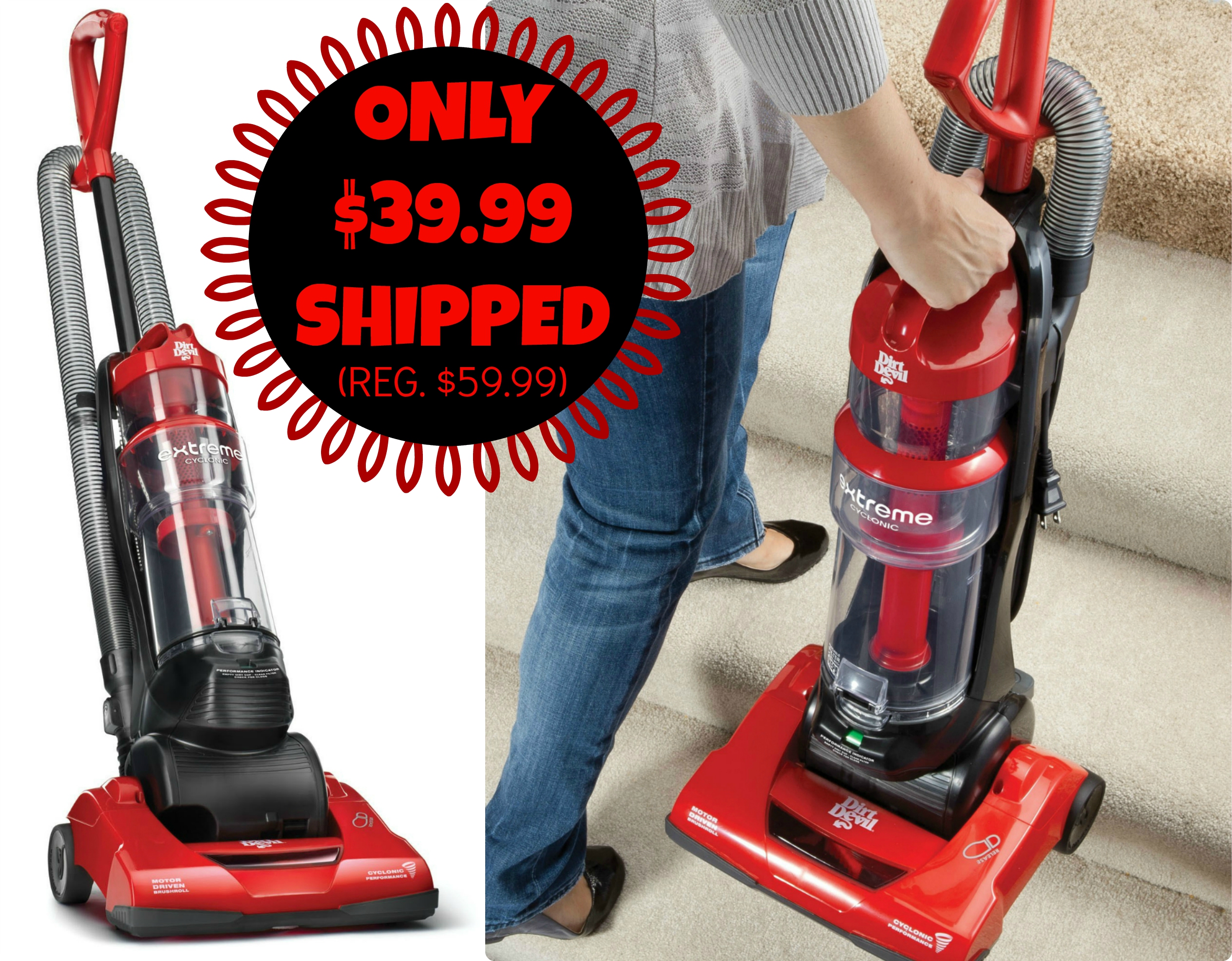 Dirt Devil Extreme Cyclonic Bagless Upright Vacuum Only 39.99 Shipped