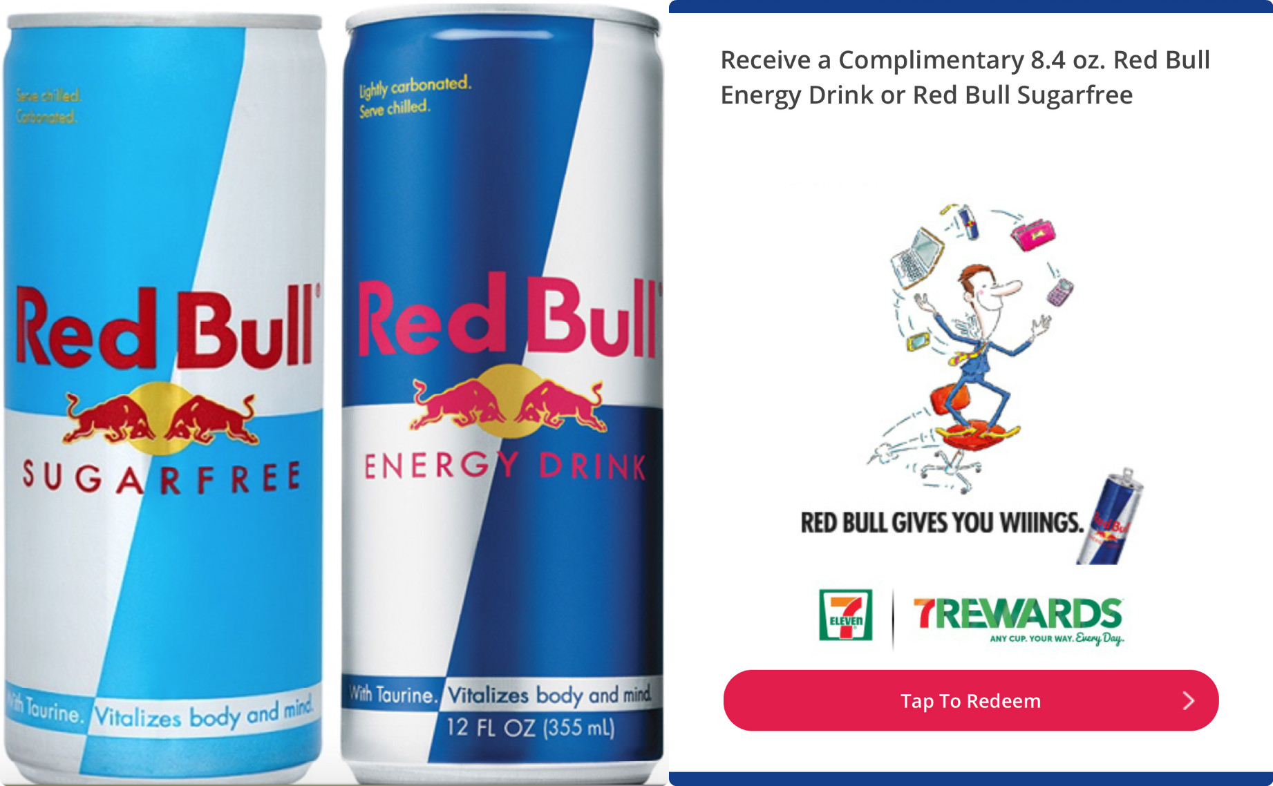 7Eleven Free Red Bull Energy Drink (Text Offer)
