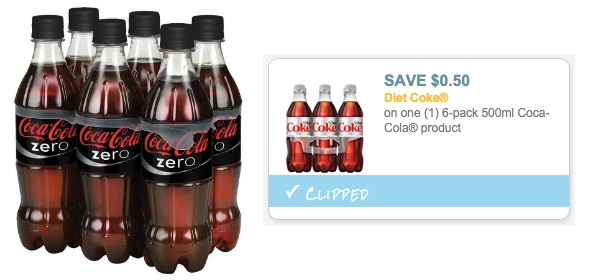 0.50/1 CocaCola 6Pack Coupon = CocaCola ZERO or Diet Bottles Only