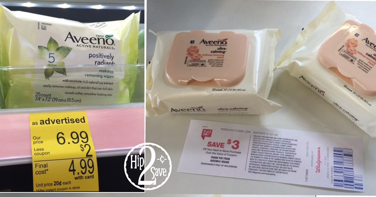 Walgreens Aveeno Facial Cleansing Wipes Only 24¢ Each