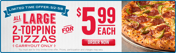 Domino’s Large 2Topping Pizzas Just 5.99 Each (Valid For Carryout Only) Hip2Save