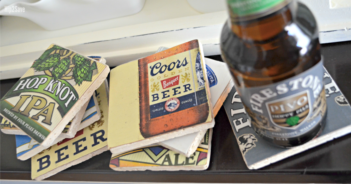 Homemade Beer Coasters DIY Father's Day Gift Idea