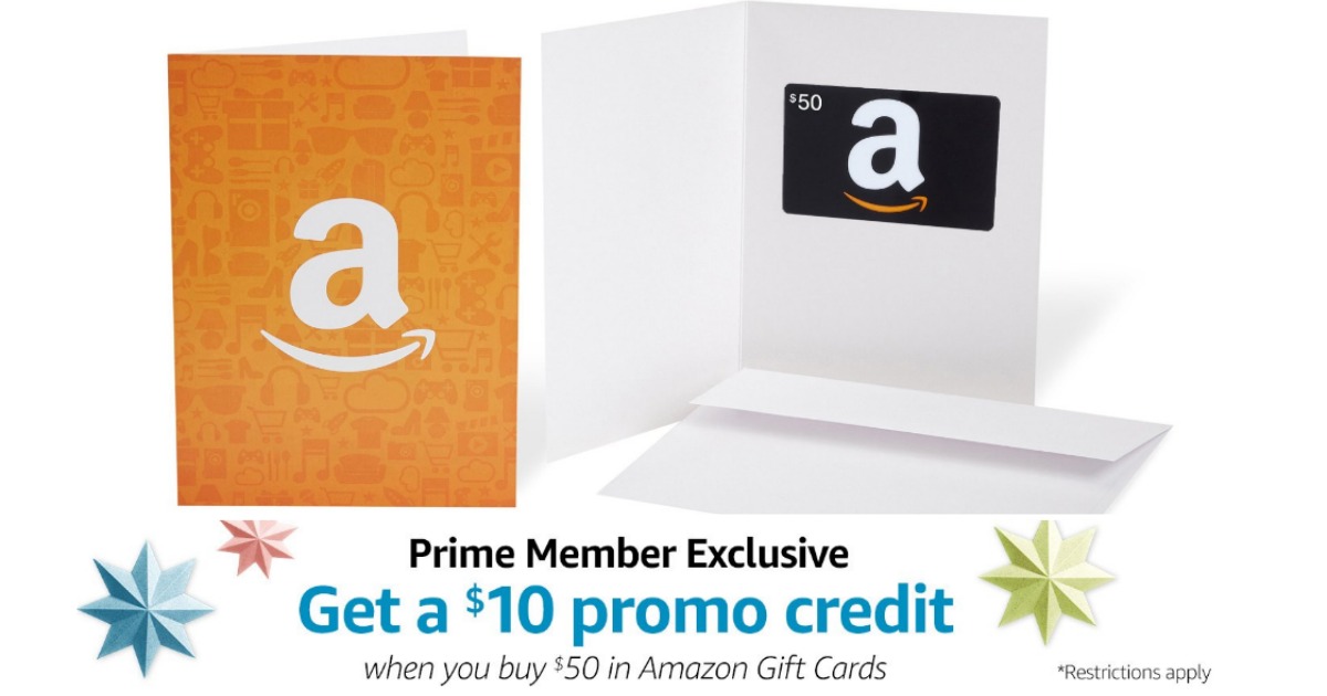 FREE 10 Credit with 50 Amazon Gift Card Purchase (SELECT Prime