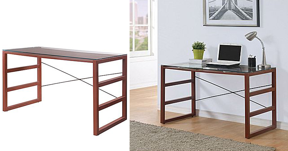 Staples Glass Top Desk w/ Display Compartment Only 69.68 Shipped
