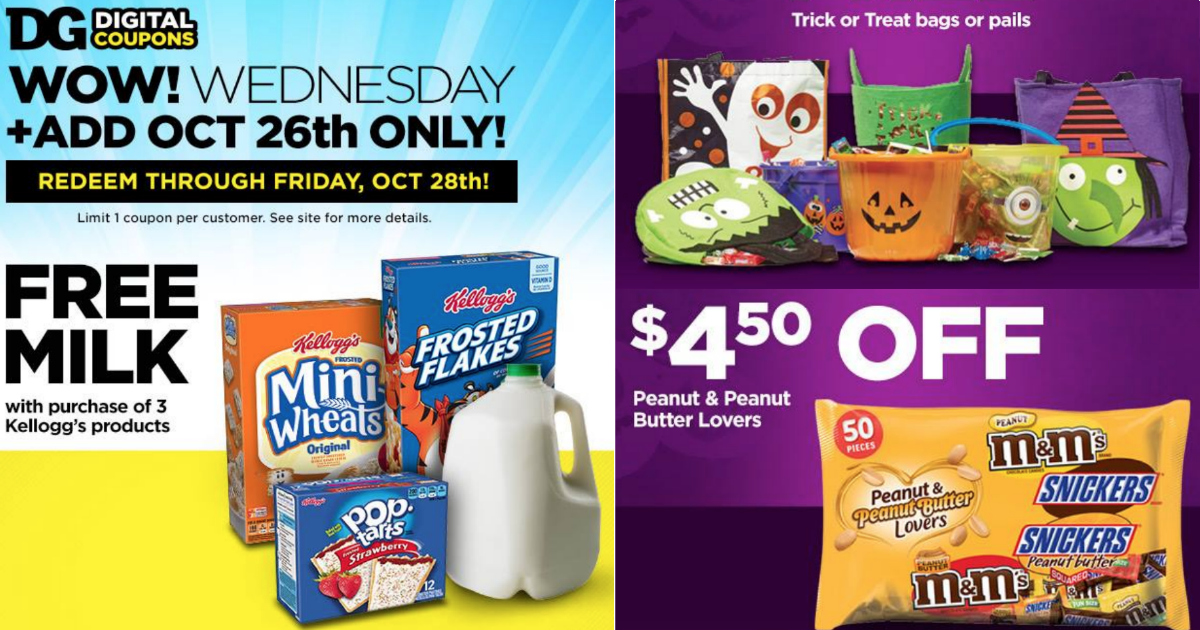 Dollar General Free Milk w/ Kellogg's Purchase, 4.50 Off Variety Mix