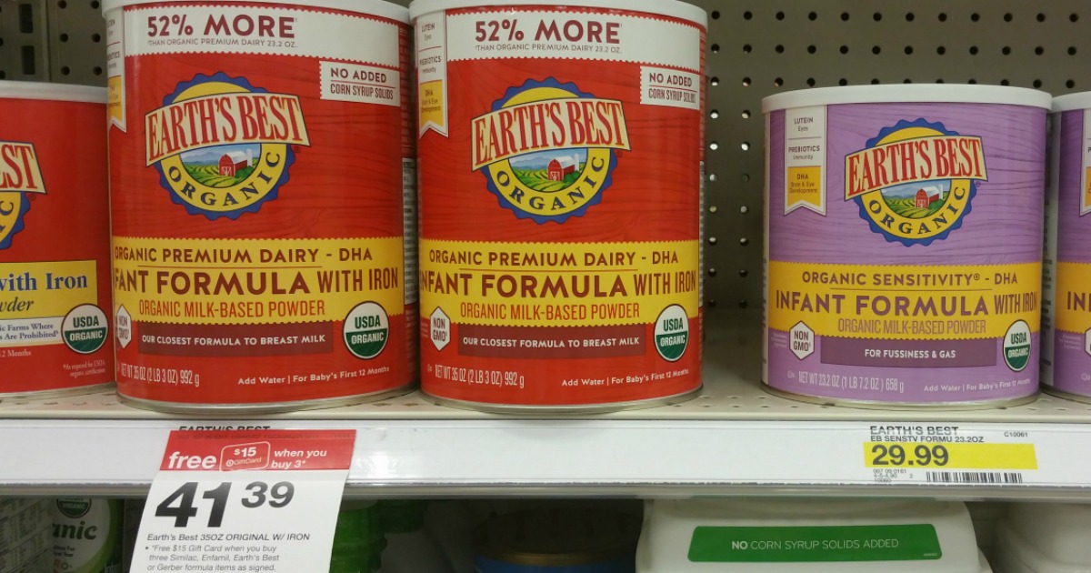 Target Earth's Best Infant Formula 20.64 Per LARGE Container After Gift Card (Regularly 41+)
