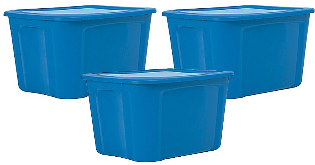 Staples 18 Gallon Plastic Tote Only 3 w/ Free Store PickUp (Regularly 7.99)