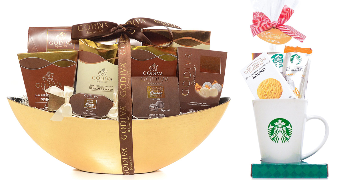 Amazon Godiva Chocolatier Gift Basket AND Starbucks Mug Gift Set ONLY