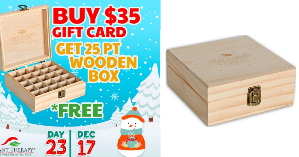 Buy 35 Plant Therapy Gift Card = FREE Wooden Essential Oil Storage Box