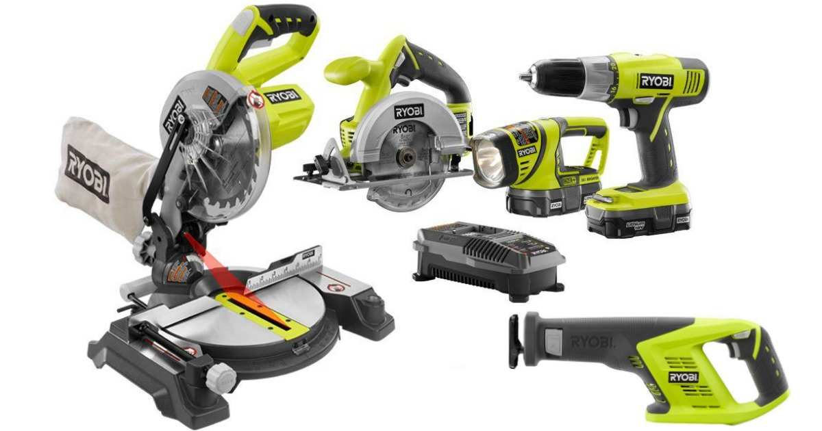 Home Depot Ryobi ONE+ 5Tool Kit w/ Miter Saw Only 199 Shipped