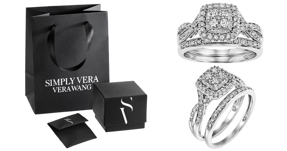 Kohl's Simply Vera Wang 14k White Gold Diamond Engagement Ring Set
