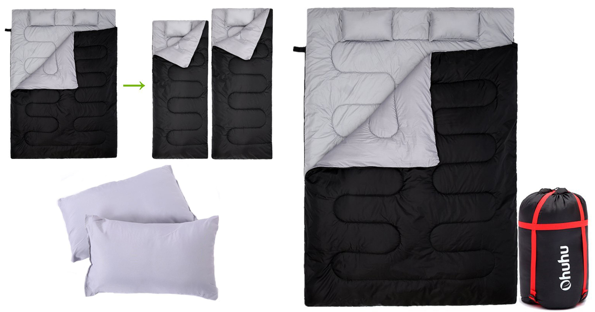 Amazon Ohuhu Double Sleeping Bag w/ Two Pillows Only 29.99 (Regularly
