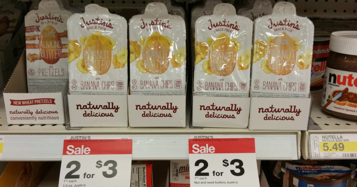 Target Justin's Peanut Butter w/ Banana Chips Snacks 25¢ Each (After
