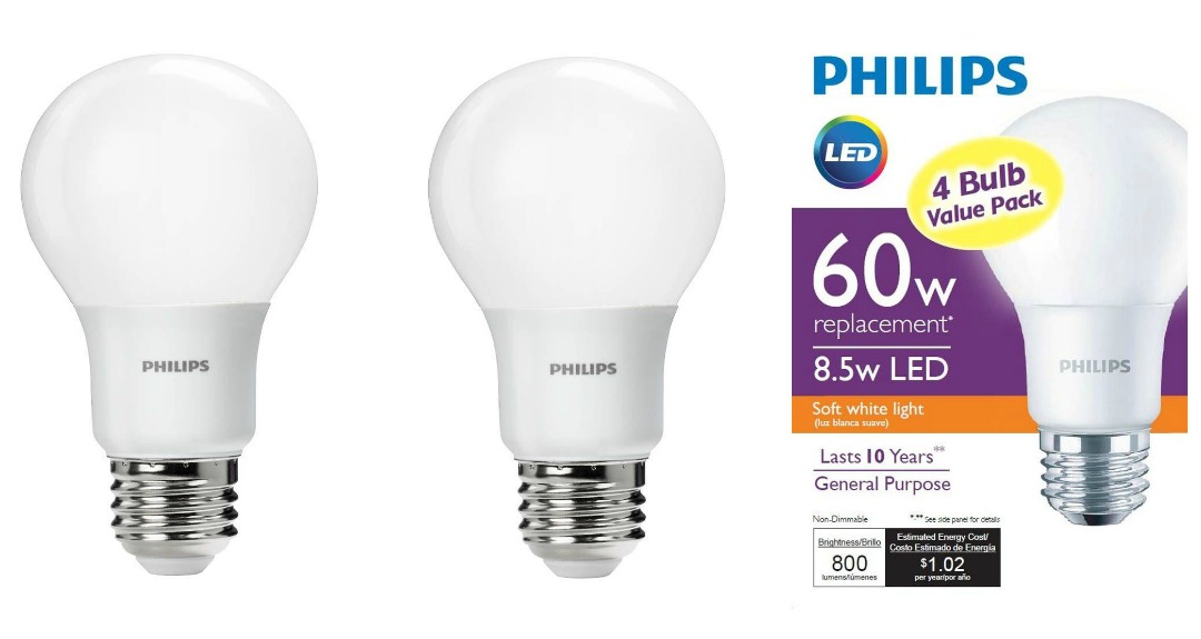 The Home Depot Philips 60W Soft White LED Light Bulbs 4Pack Only 3.