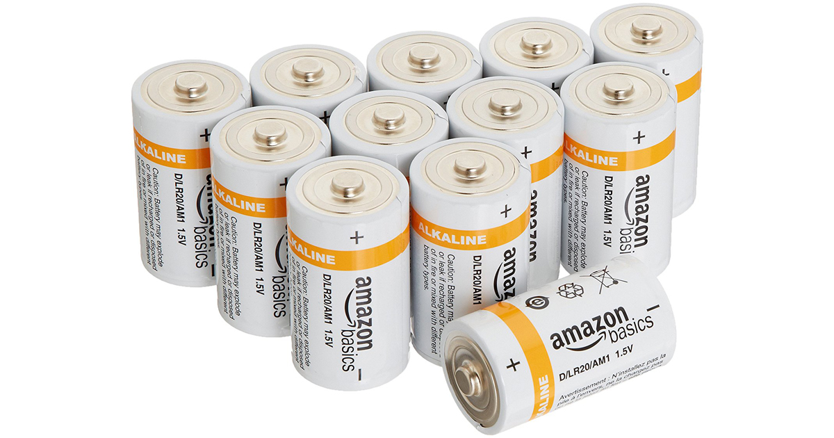 AmazonBasics D Cell Alkaline Batteries 12Pack Only 5.12