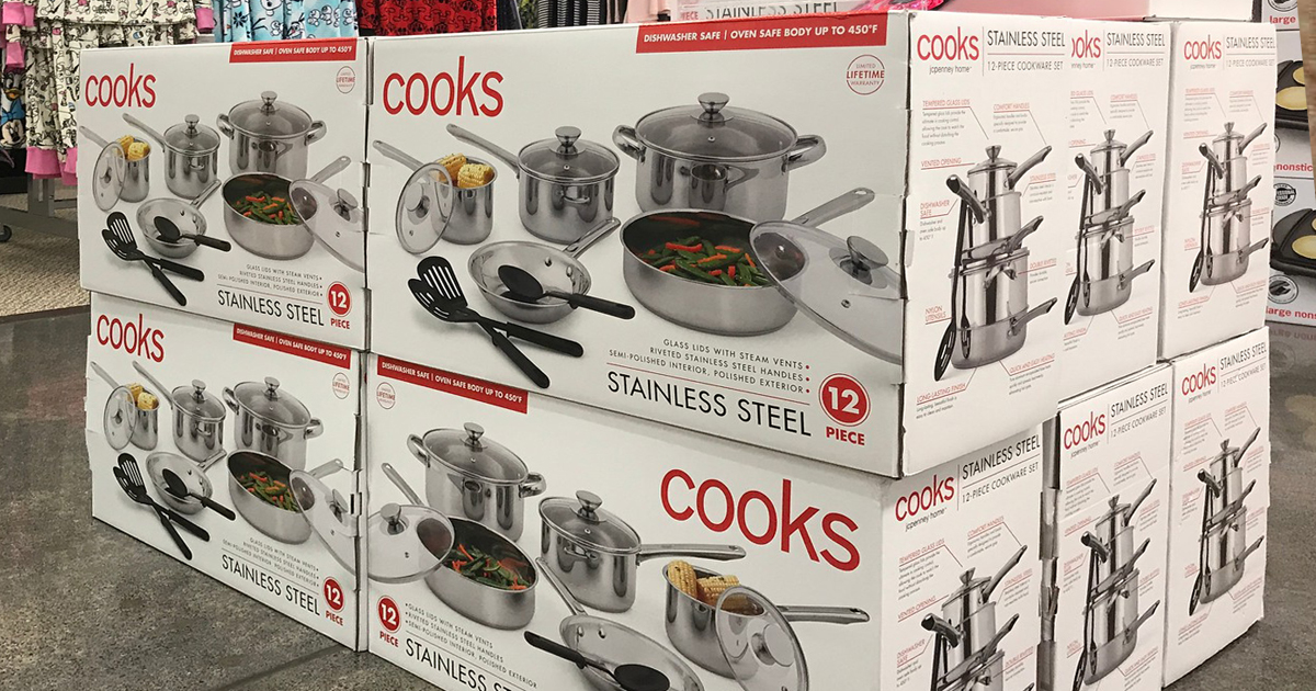 Cooks 12Piece Stainless Steel Cookware Set ONLY 13
