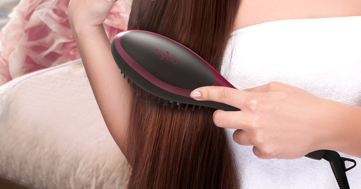 Amazon Anjou Ionic Hair Straightening Brush Only 23.99 Shipped