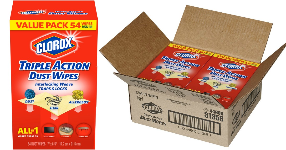 Amazon TWO Value Packs of Clorox Triple Action Dust Wipes Only 7.88