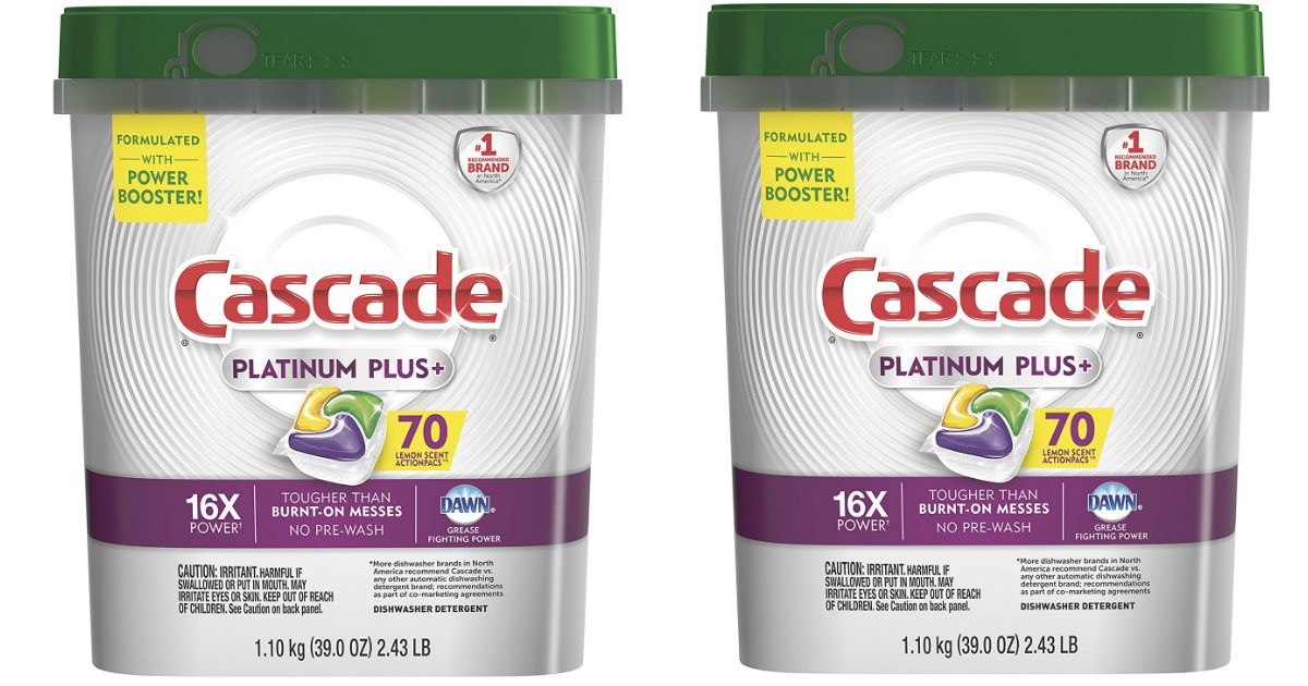 Amazon Cascade Platinum Plus Dishwasher Actionpacs 70Count Container Only 10.99