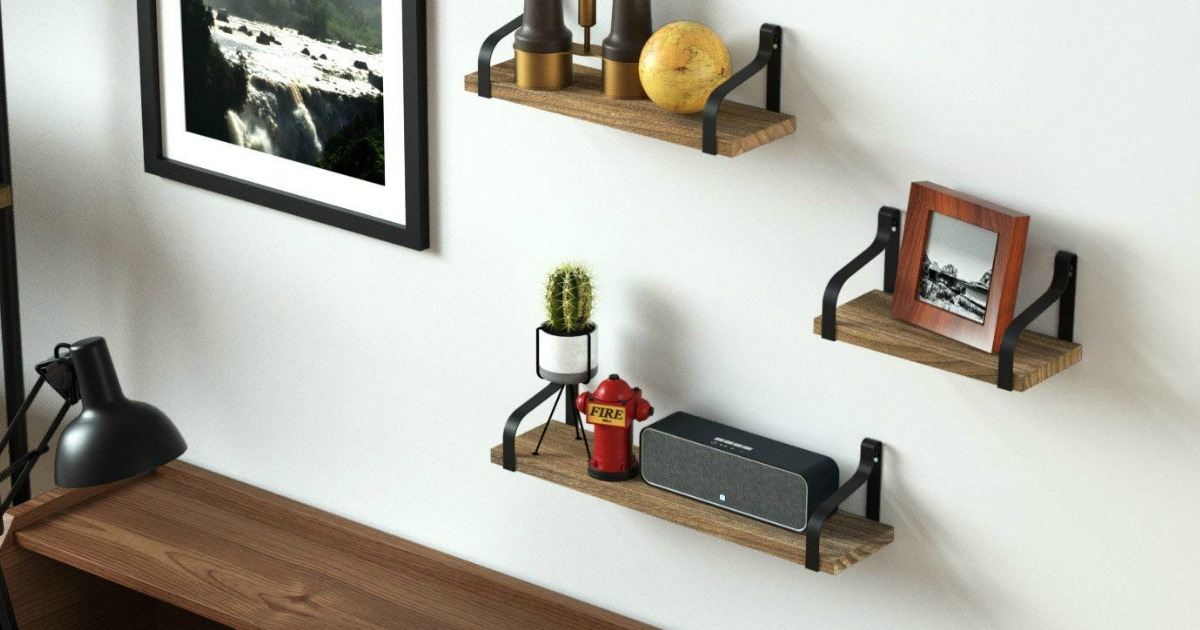 Houthvige Premium Floating Shelves With Sturdy Metal Frame Durable And