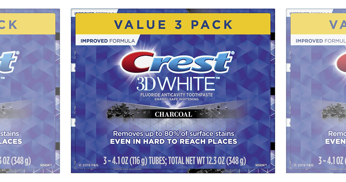 Crest 3D White Charcoal Whitening Toothpaste 3Count Only 9.97 Shipped