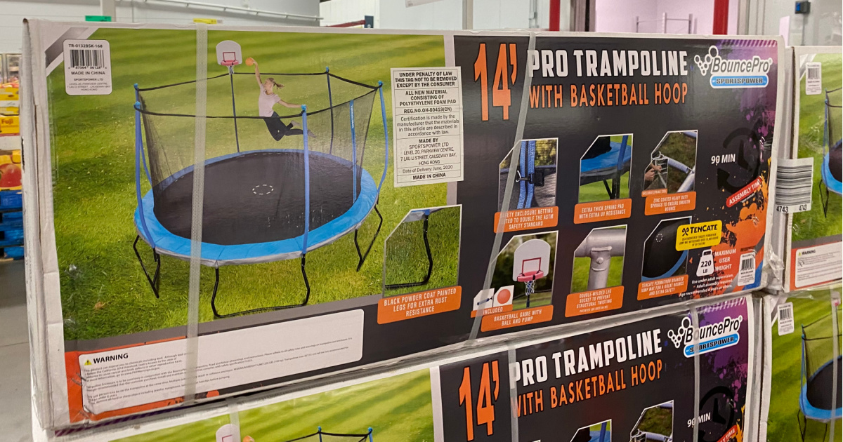 14' Trampoline w/ Safety Enclosure & Basketball Hoop Just 239.98 at
