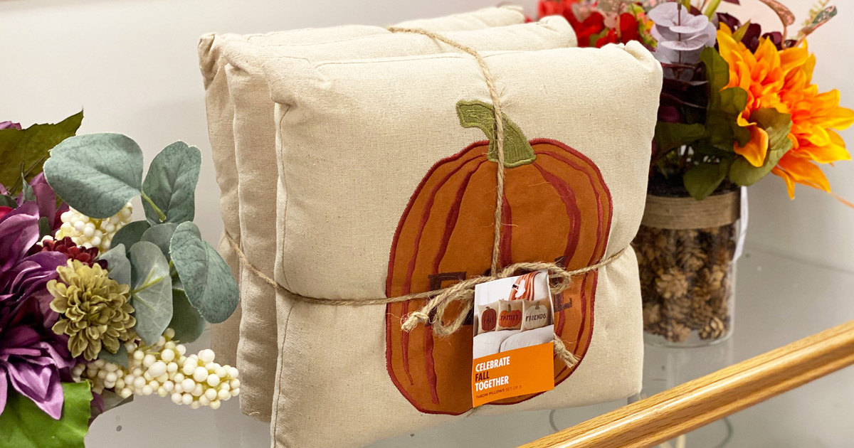 Pumpkin Throw Pillow 3Pack Just 14 on (Regularly 40