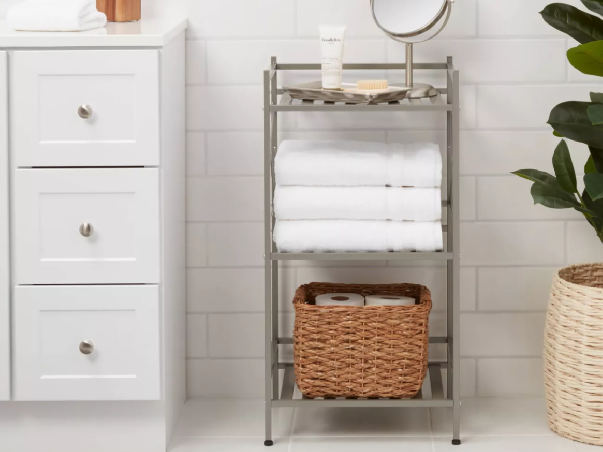 Brushed Nickel Bathroom Shelf Unit Everything Bathroom