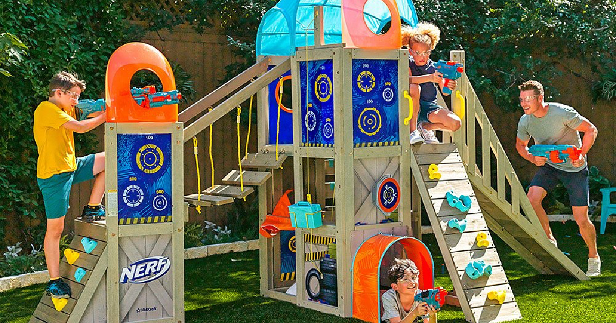 Score $900 Off This KidKraft NERF Battle Fort | Includes Rock Climbing