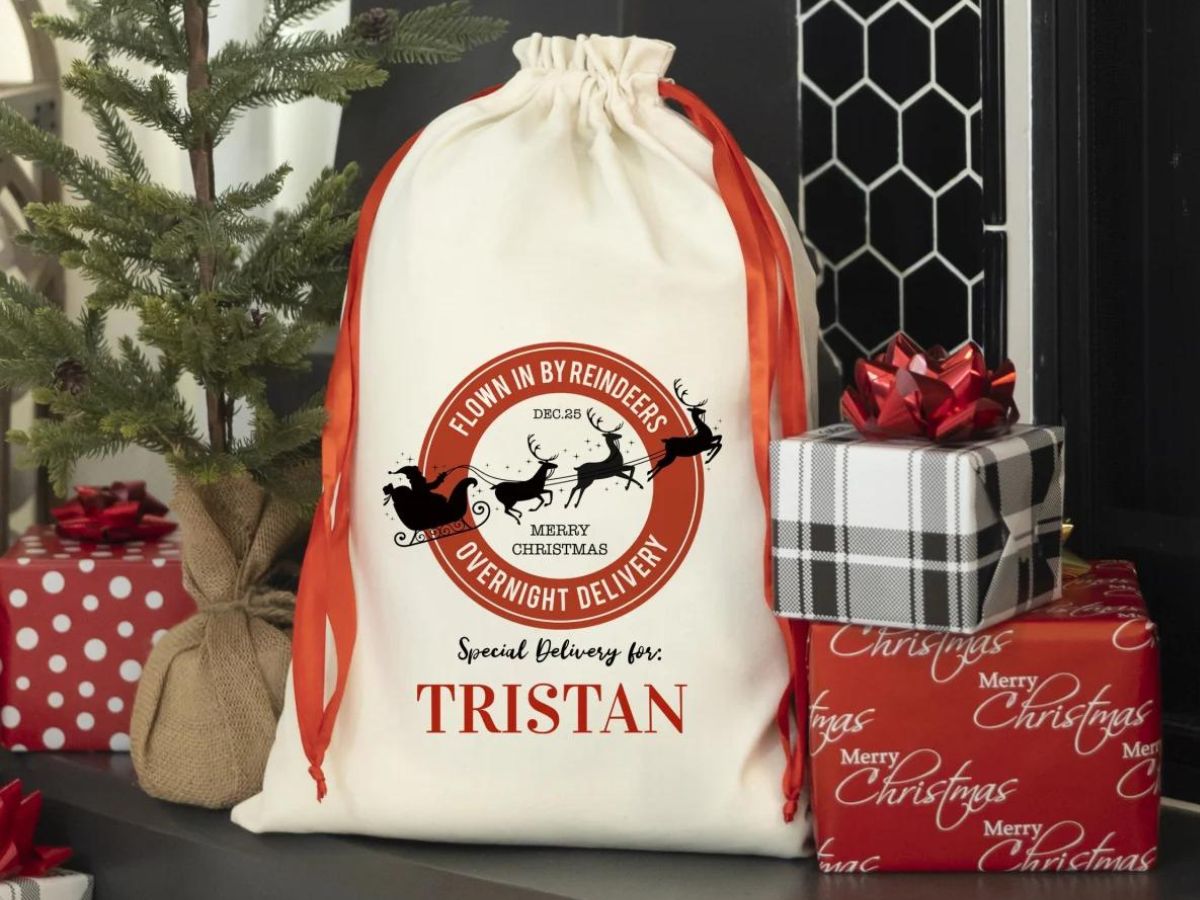 Personalized Santa Gift Bags Only 9.88 Shipped (Regularly 30) Lots