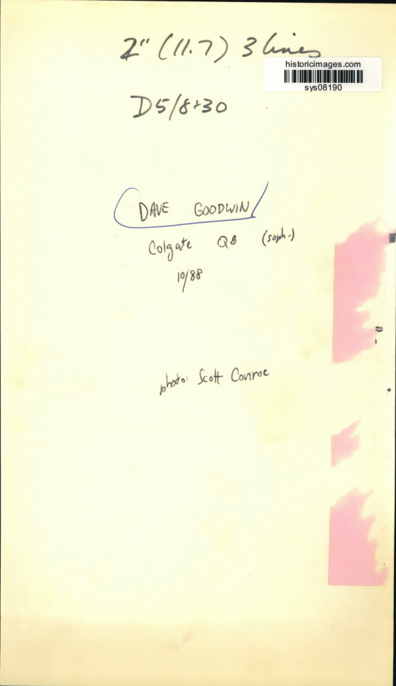 1988 Press Photo Dave Goodwin, Colgate Quarterback Football Player, So