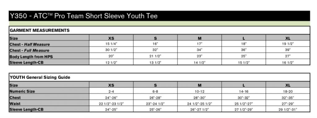 lululemon logo size chart