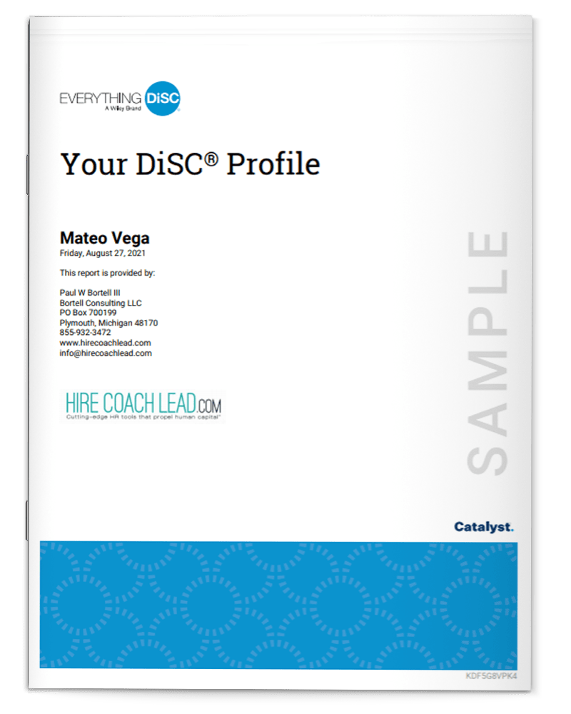 Everything DiSC Workplace on Catalyst Sample Report Hire Coach Lead