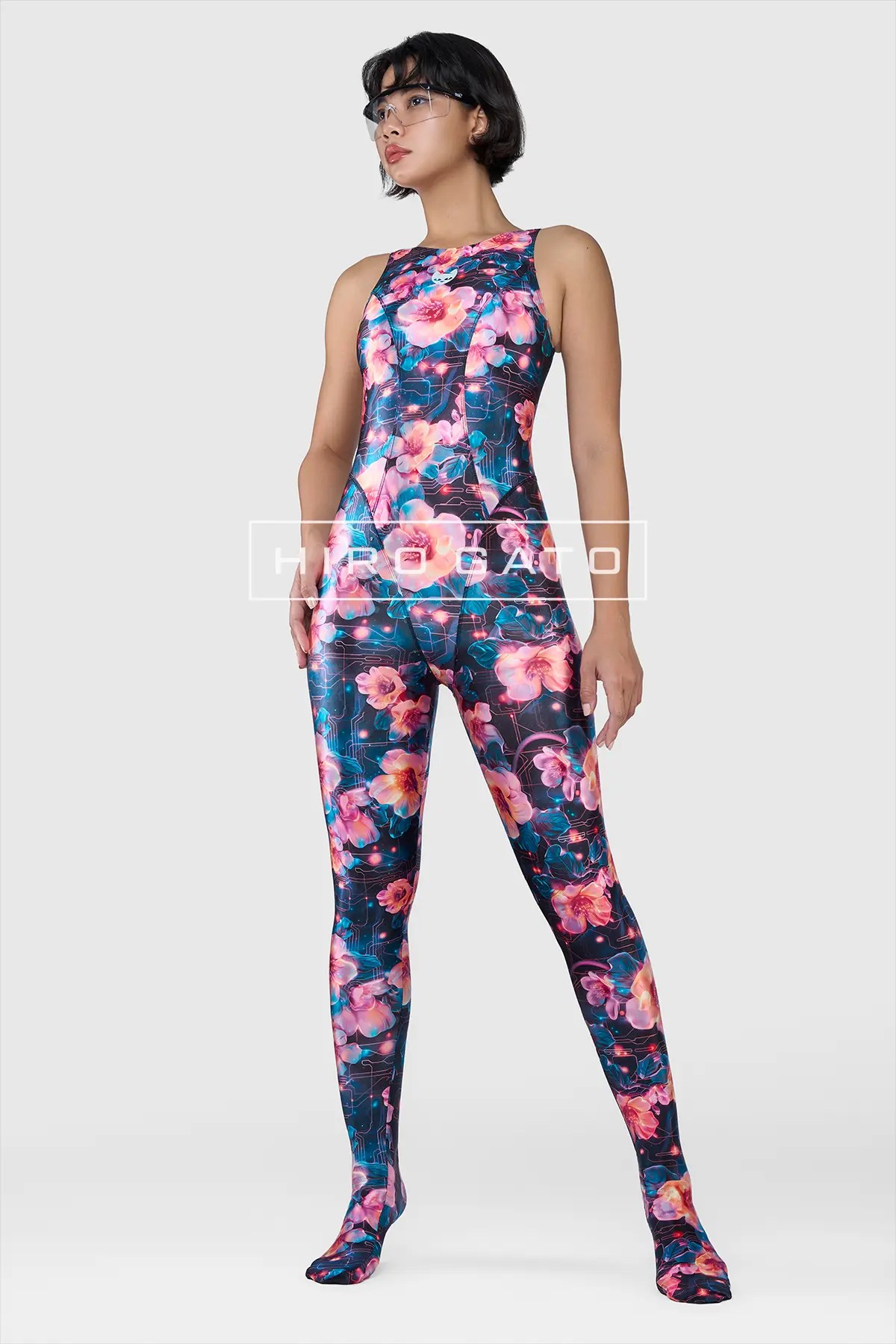 Patterned Satin Lycra Unitard Shiny Catsuit Hiro Gato