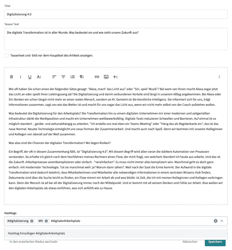 Hashtags im Digital Workplace nutzen HIRSCHTEC