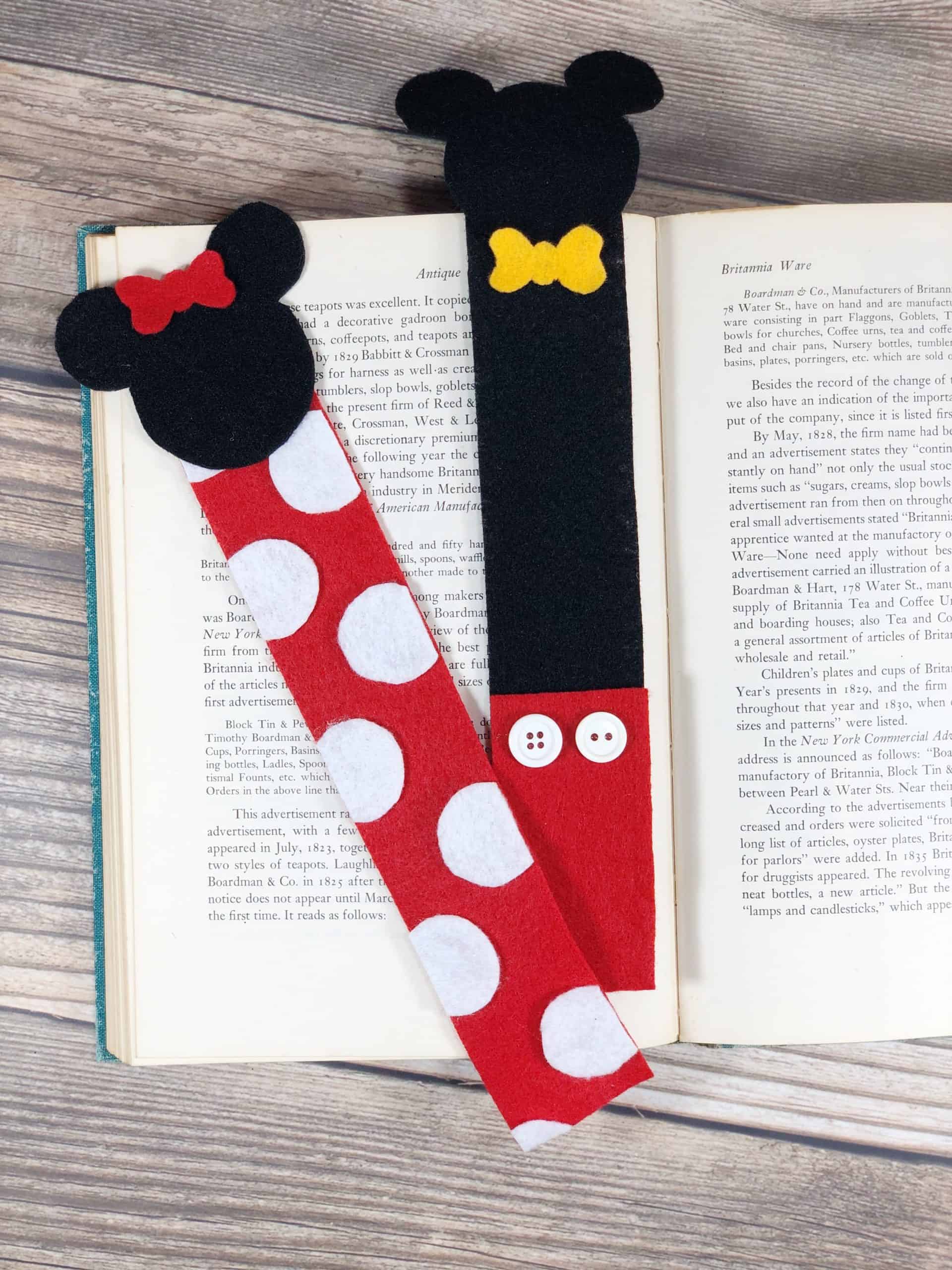 Adorable DIY how to make Mickey and Minnie Mouse bookmarks Hispana