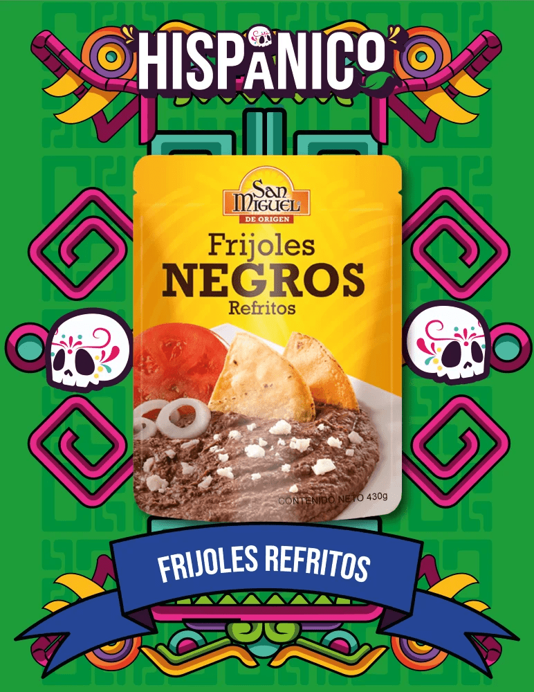 San Miguel Refried Black Beans 430g Hispanico