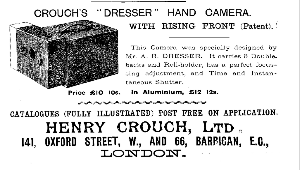 H. Crouch "Dresser" Hand Camera at Historic Camera