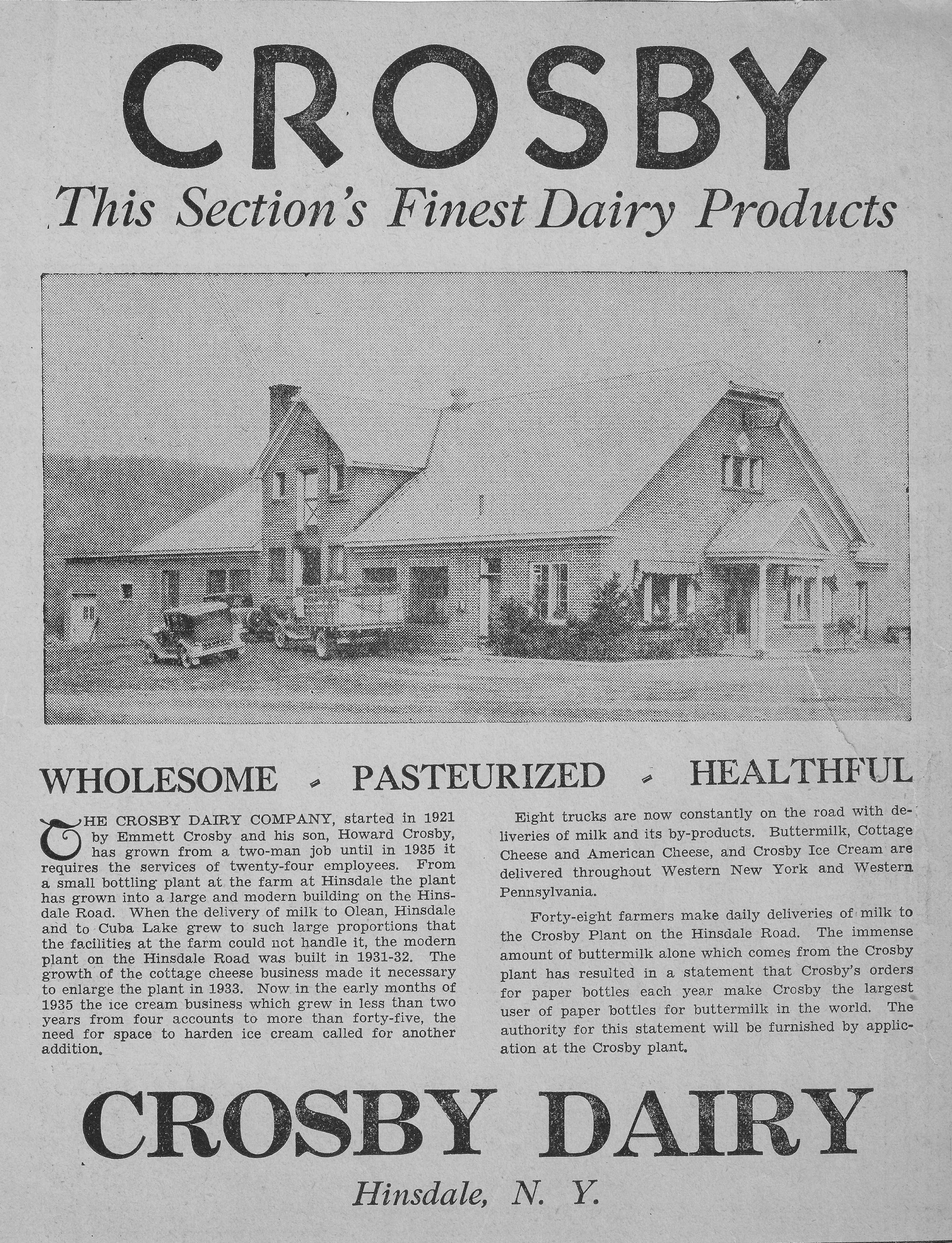 Crosby's Dairy in Hinsdale Historic Path of Cattaraugus County