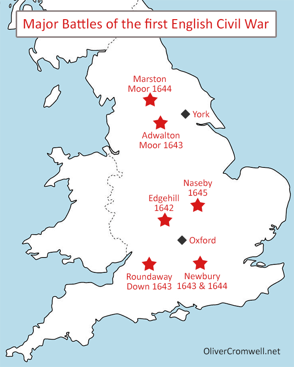 A Map Of England Showing The Battles During King Henry Iv Part I English Civil War Battles • History in Numbers