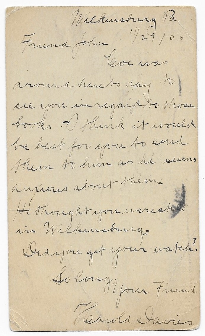 John Should Send the Books Minerva, Ohio (1906) History In The Mail