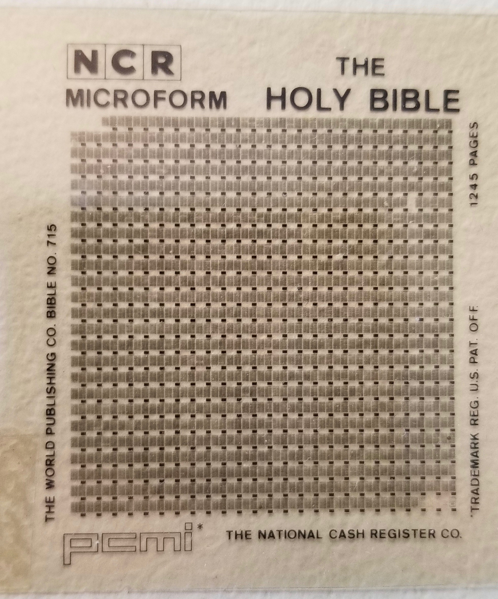 NCR Issues the Smallest Published Edition of the Bible, and the First