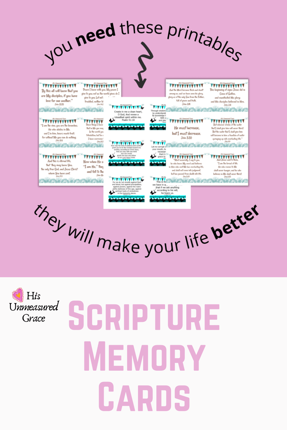 Scripture Memory Cards His Unmeasured Grace